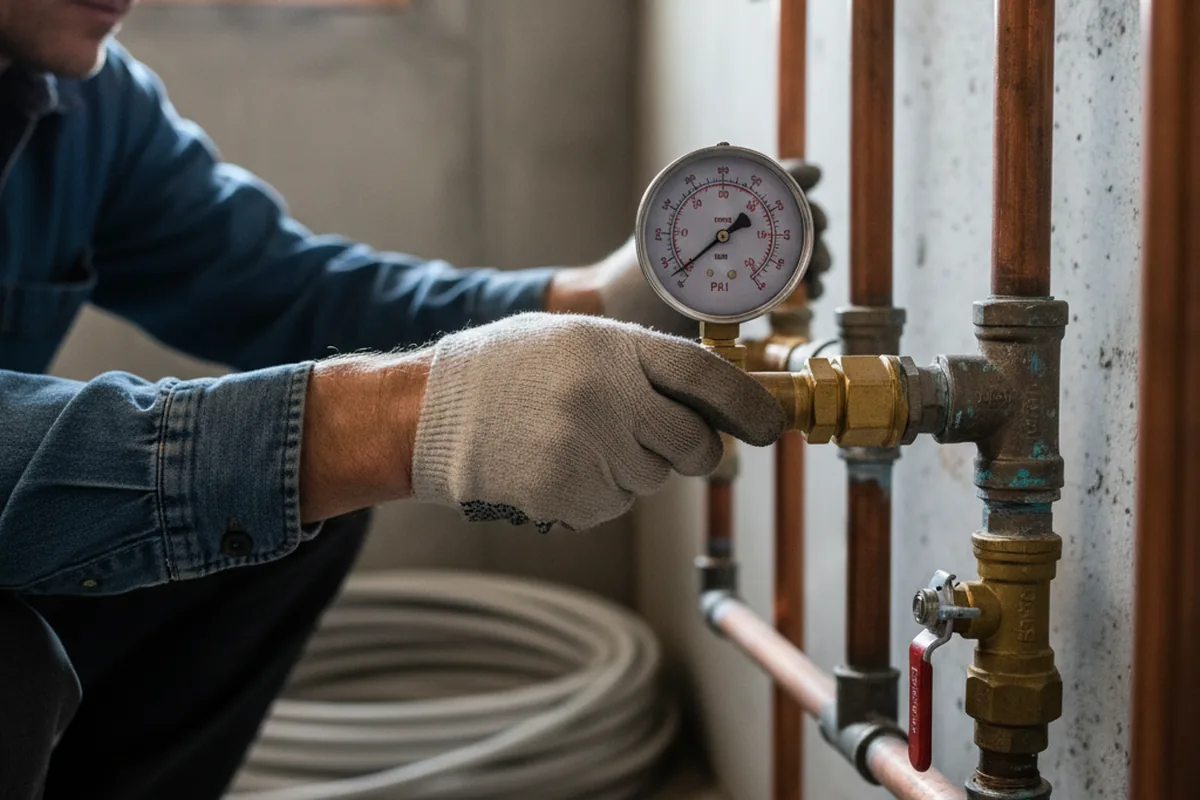 Pressure testing a repaired line during Water Line Repair in Wolf Lake